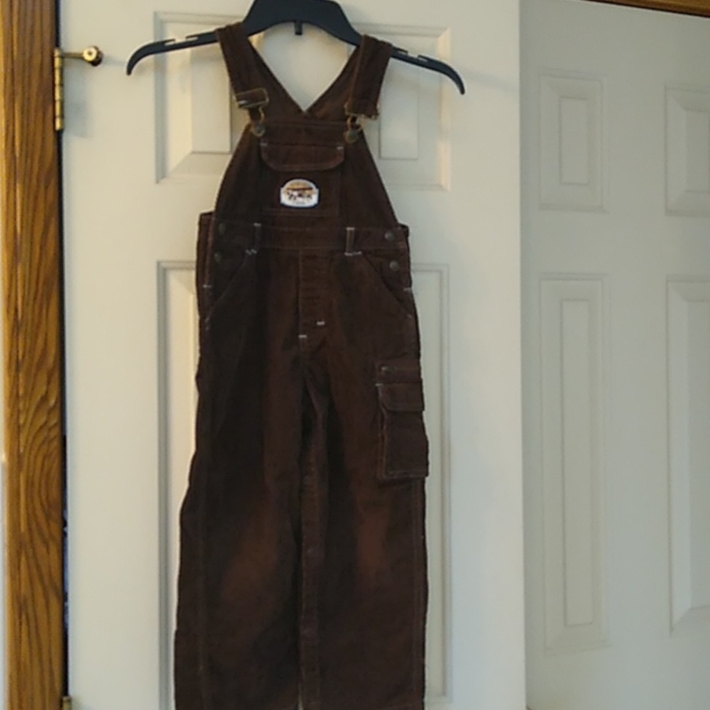 Little boy's brown corduroy overalls